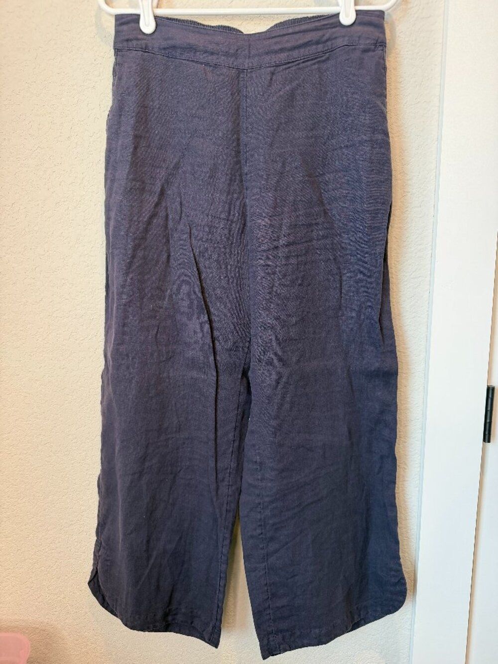 Rachel Zoe Navy Blue 100% Linen Wide Leg Pants Size Medium